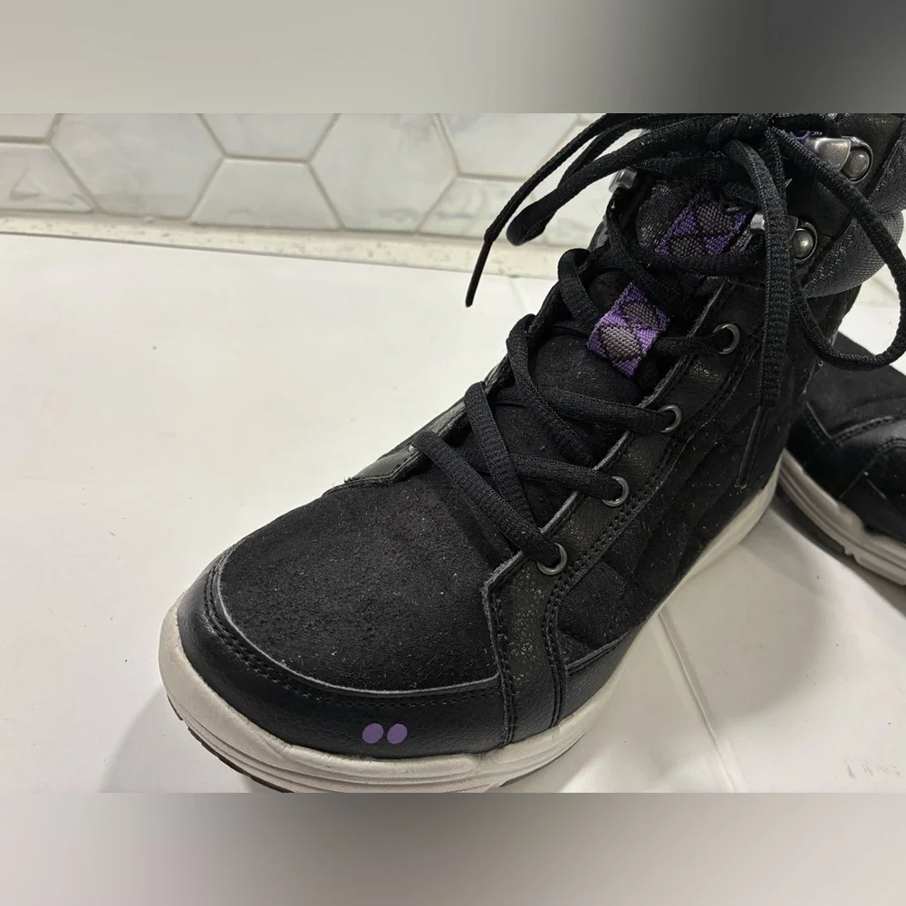 Ryka Aurora Women's Quilted High-Top Black Ankle Booties Size 7